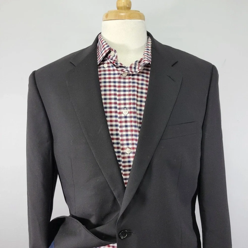Nautica Men's Sport Coat Blazer Two Button Solid Black‎ Wool Size 40L